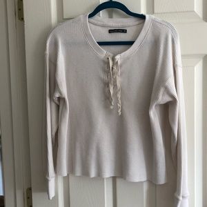 Abercrombie and Fitch White Lace Up Thermal